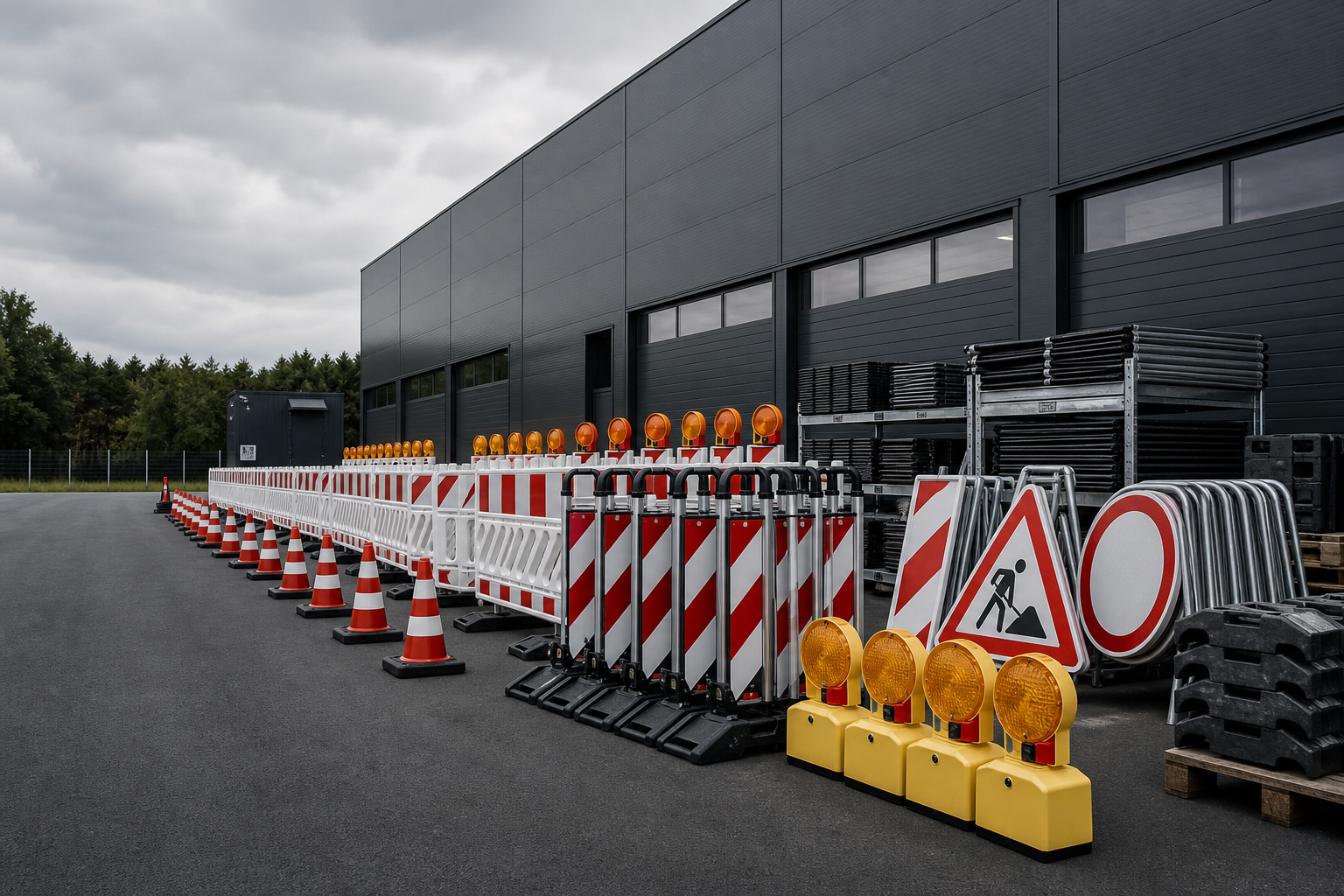 Professionell sortiertes Absperrmaterial und Verkehrstechnik zur Vermietung